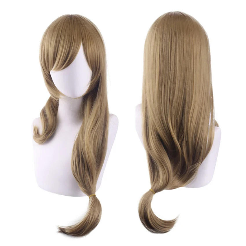 

Game Genshin Impact Lisa Cosplay Wig Brown Wavy High Temperature Fiber Hair Wigs + Wig Cap Halloween Accessories