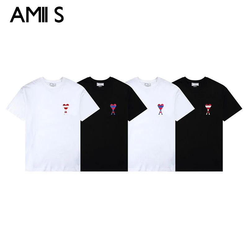 

Summer new style ami color love casual loose round neck short-sleeved T-shirt men and women Korean fashion cotton T-shirts
