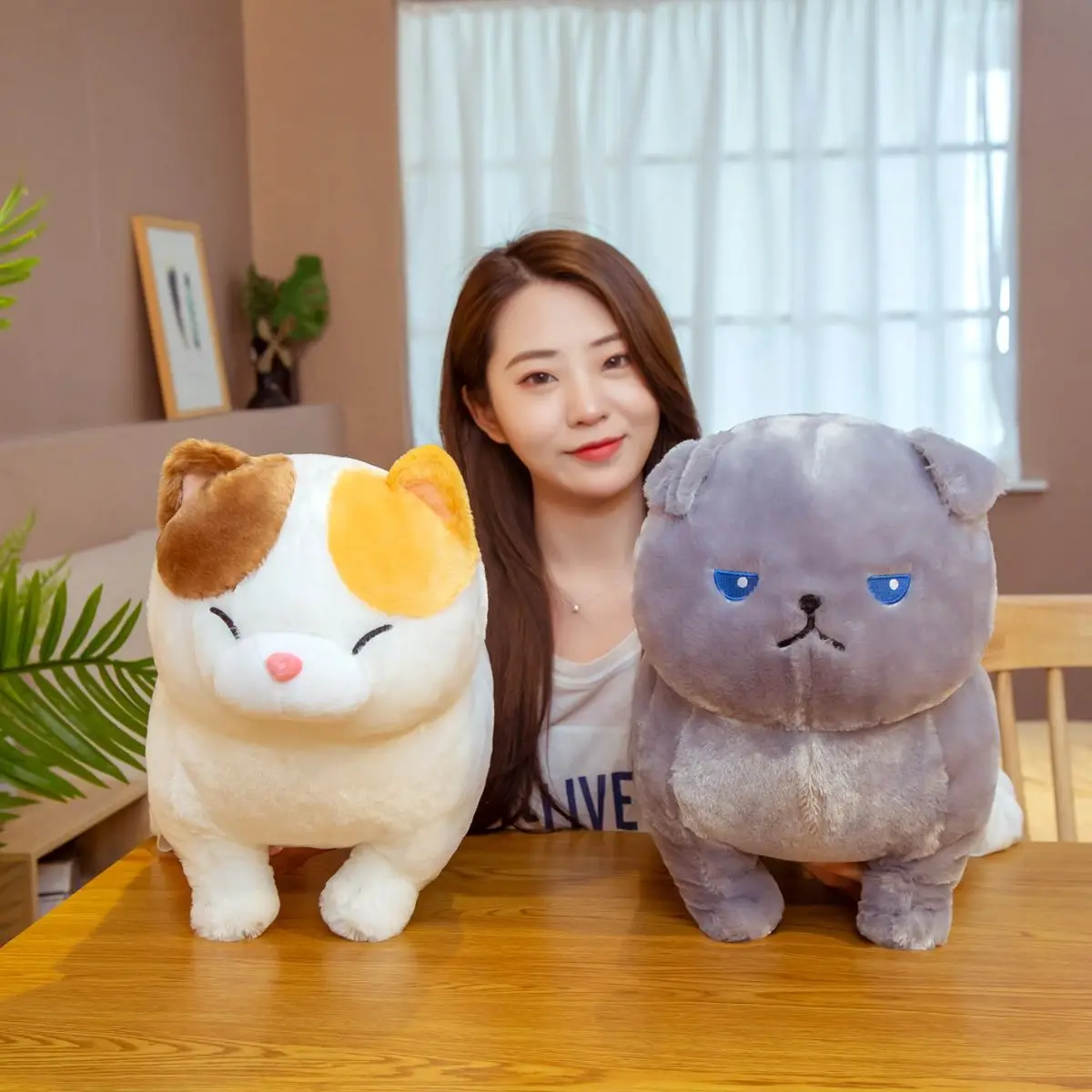 

35/45CM Cute Expression Plush Toys Cat Cartoon Animal Soft Stuffed Doll Children Girl Birthday Holiday Gift Home Decoration