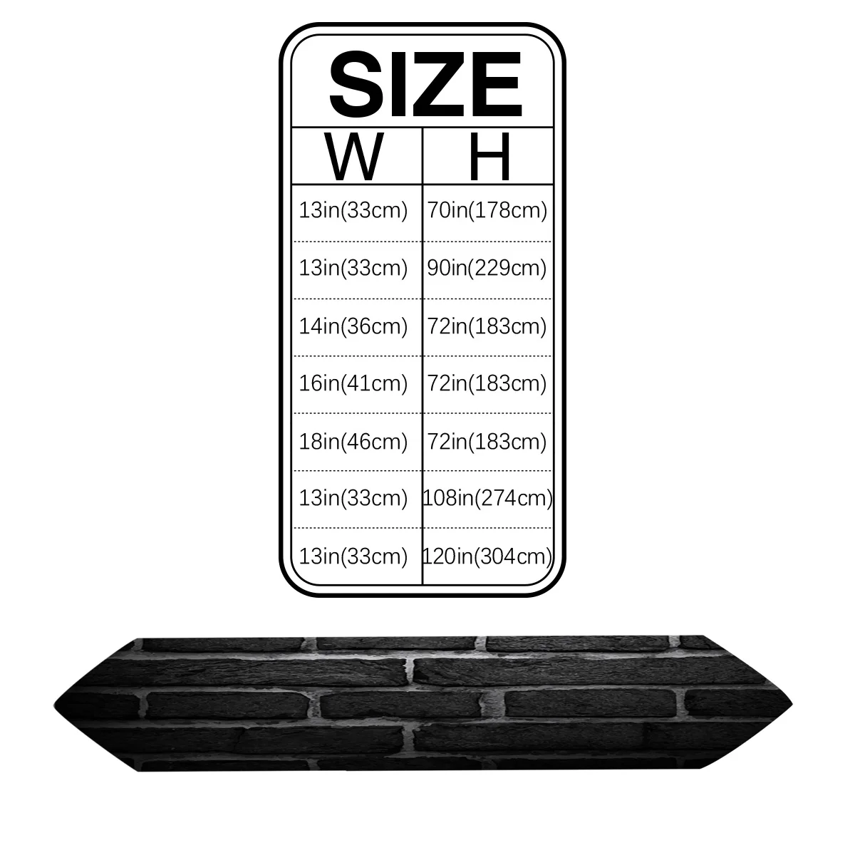 Черно-Белая настенная настольная дорожка с изображением кирпичной стены