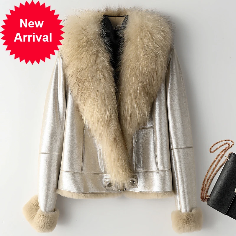 

Женская меховая куртка с воротником из меха енота, зимняя куртка-парка с воротником из натурального кроличьего меха, CT071, 2020