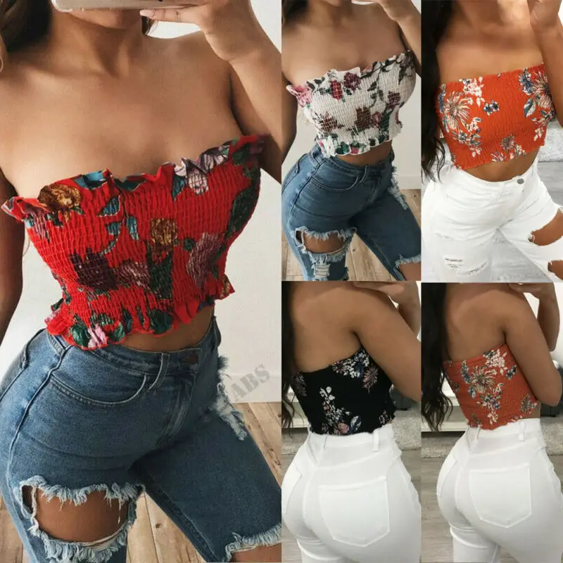 Женский топ без бретелек бандо с открытыми плечами и эластичными бретелями