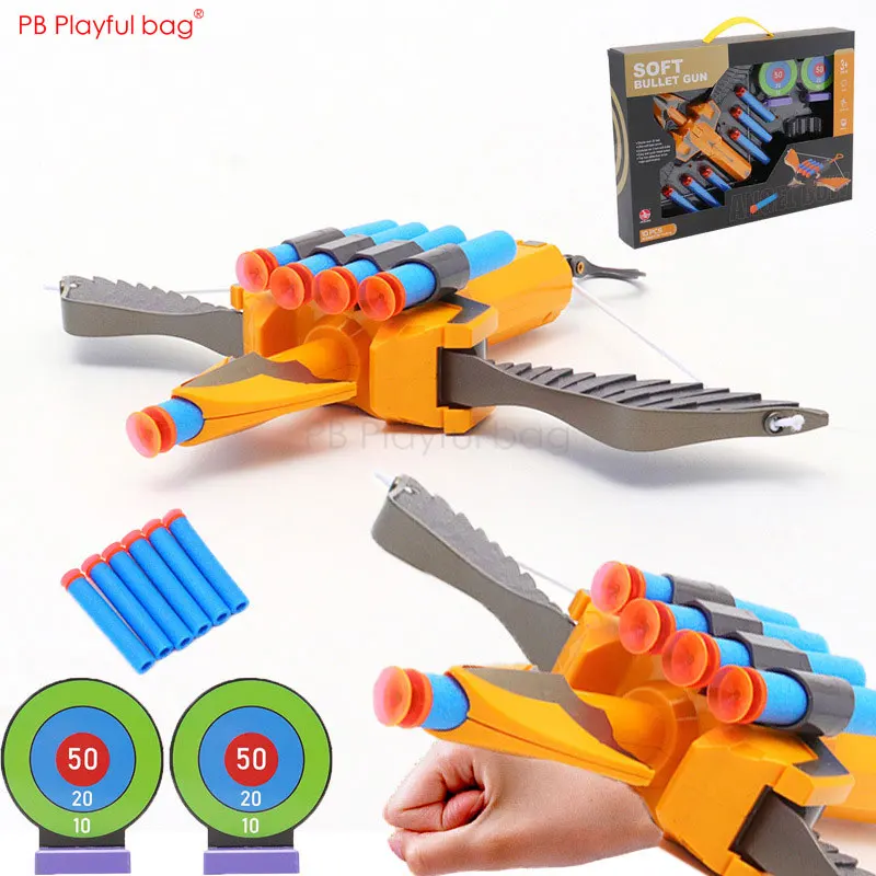

Playful bag Manual Soft Bullet Crossbow for Children Boy's wearable soft bullet launcher Indoor Outdoor shooting game toys AC36