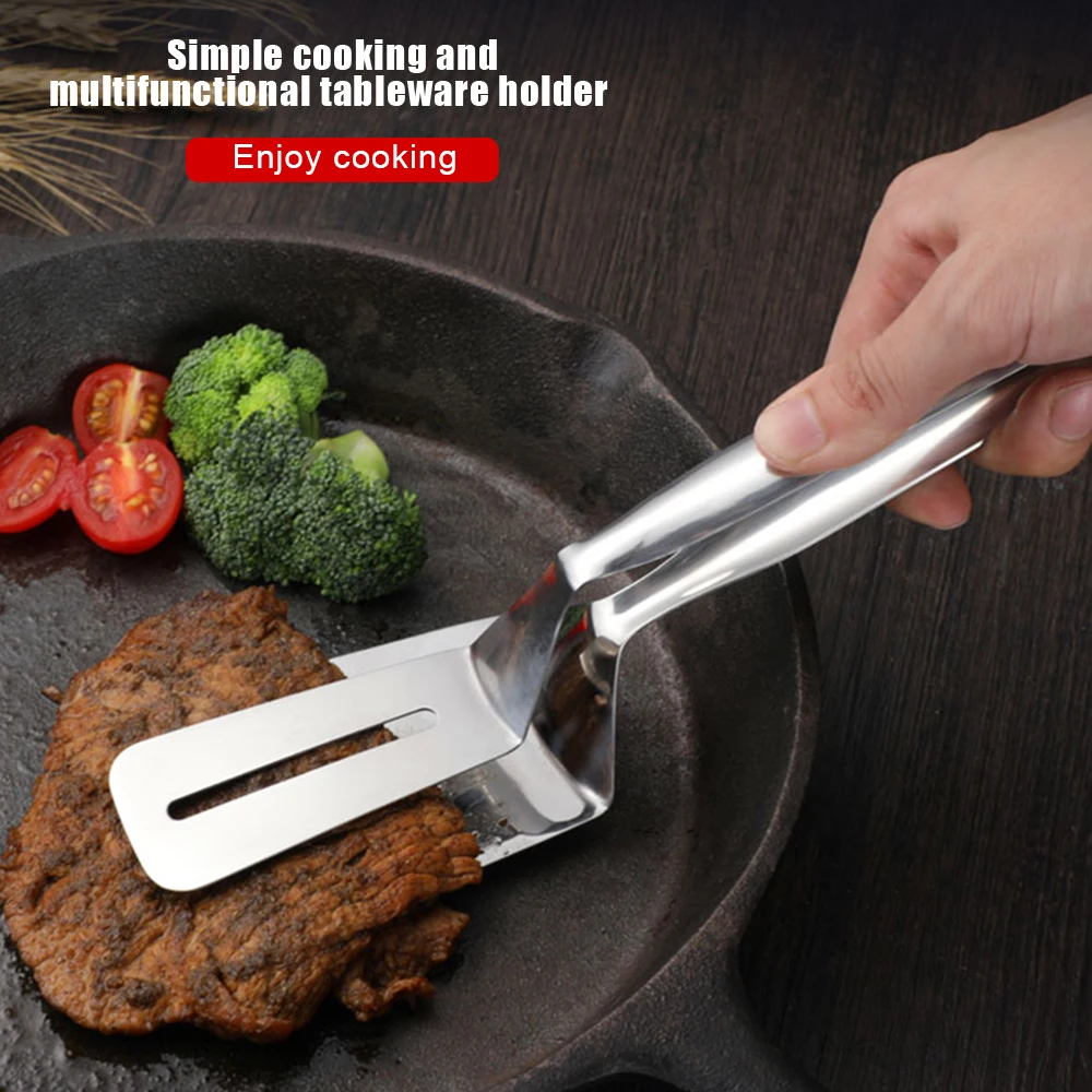 

Stainless Steel Steak Clamps Double Sided Spatula Tongs for Cooking Shovels Home Kitchen Pancakes Frying Fish Shovel Fork Tool