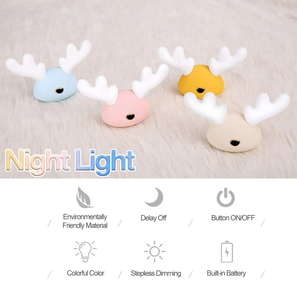 

Romantic LED elk Deer moon Night Light Colorful Bedroom Dimmer Lamp For Home Decoration Bedside Children Kid Baby sleepping lamp