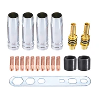 19pcsset welding welder torch accessories m6 torch welder contact tips gas nozzle for migmag mb 15ak