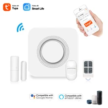 TUYA WIFI Security Alarm System For Home Apps Control With Smoke Detector Door PIR Motion Sensor Smart House Wired Wireless