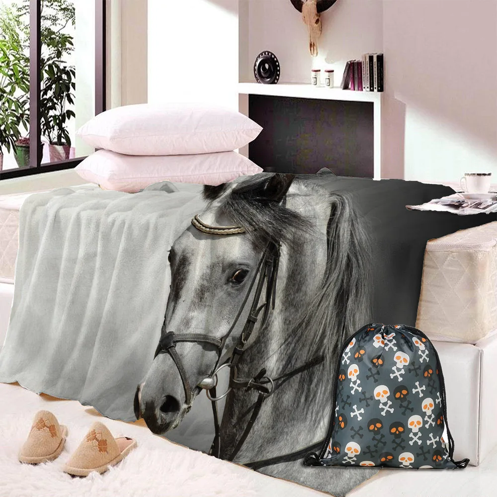 Животное лошадь одеяло s для кроватей бархатное плюшевое теплое путешествий