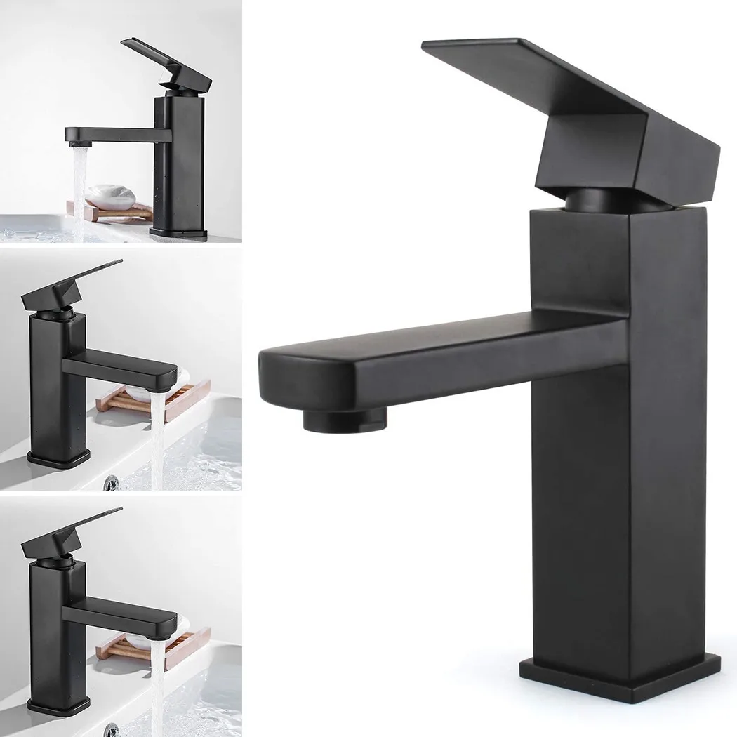 

Bathroom Black Faucet Basin Taps Hot Cold Mixer Kitchen Sink Tap Single Lever Deck Mounted Brass Tap Faucet Kitchen Household