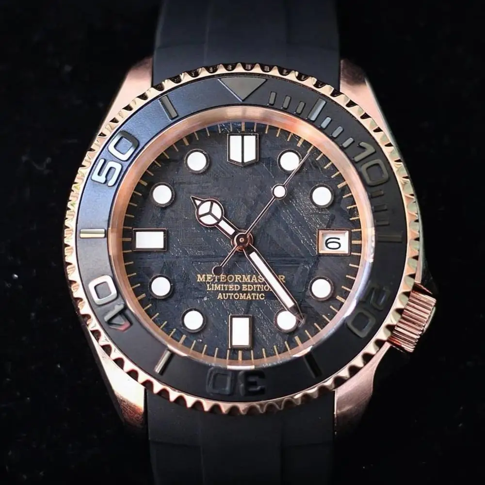 Новый черный натуральный метеорит сейкомодифицированный циферблат связанный с