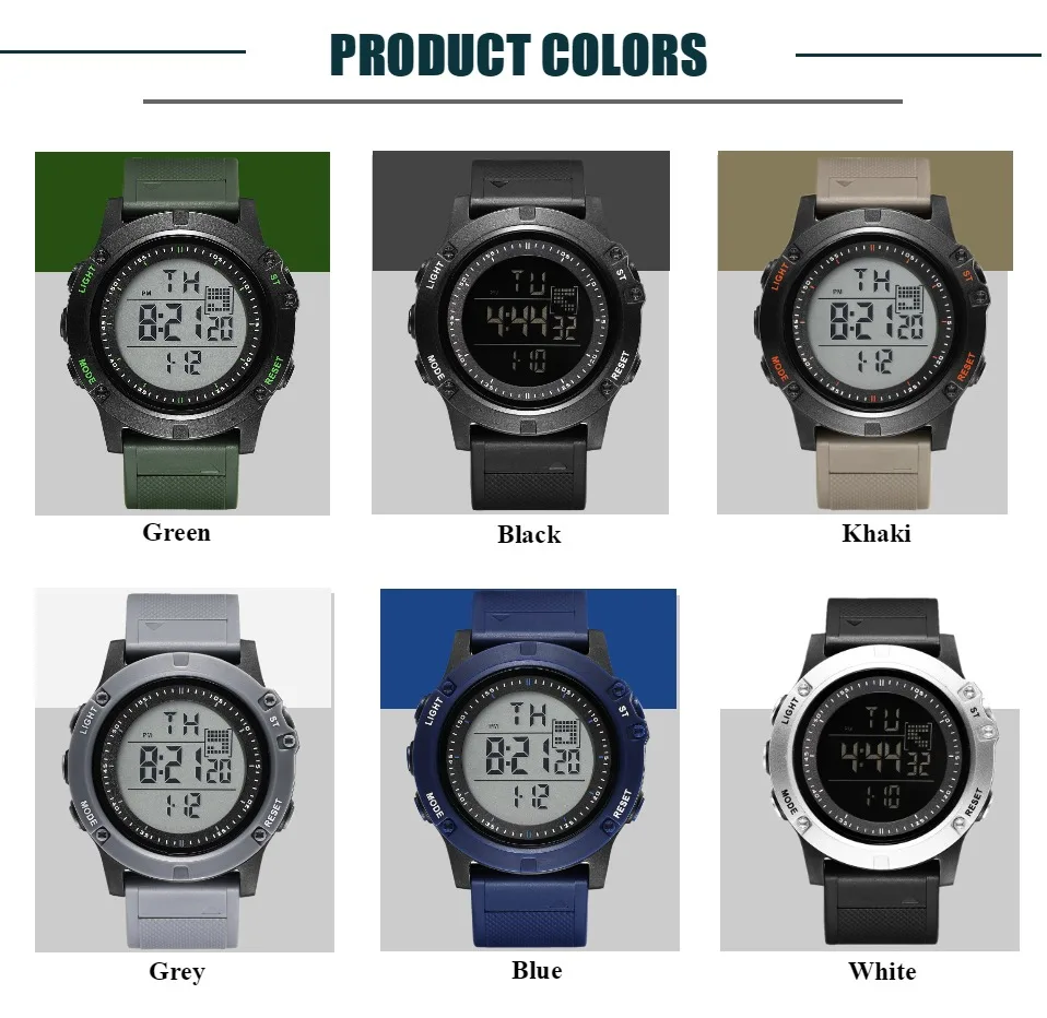 

Men's Digital Watches Waterproof Outdoor Sport LED Wrist Watch for men Reloj Hombre Army Green Military Electronic Clock Alarm