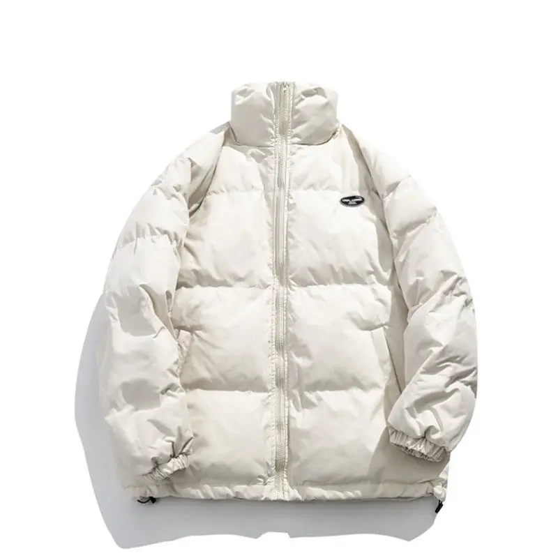 Simple Solid Color Stand-up Collar Plus Velvet Thick Cotton Coat for Men and Women Loose and Versatile Winter Warm Cotton Coat