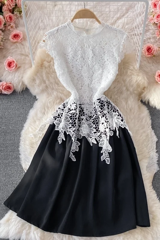 

Embroidered lace pompous dress women's summer close waist super FAIRY DRESS small dress big swing dress vest gentle dress