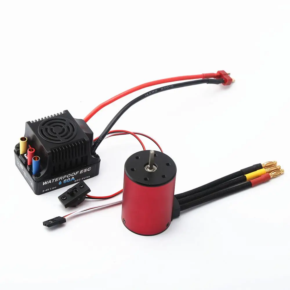 

High Quality S3650 Brushless Motor Waterproof 2300kv/3100kv/3900kv/4300kv/5200kv With 60a Brushless Esc For Rc Car 1/10 Tamiya