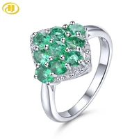 hutang precious emerald womens wedding ring 1 55 carats natural emerald stone genuie gemstone s925 silver ring birthday gifts