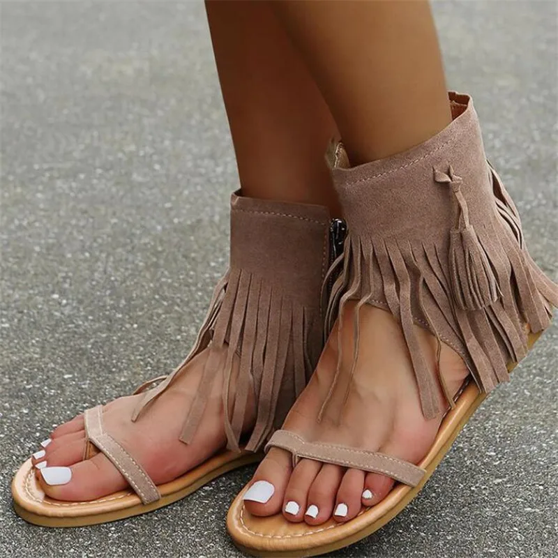 

Сандалии женские на платформе, удобные шлепанцы с бахромой, боковая молния, Повседневная модная обувь, большие размеры