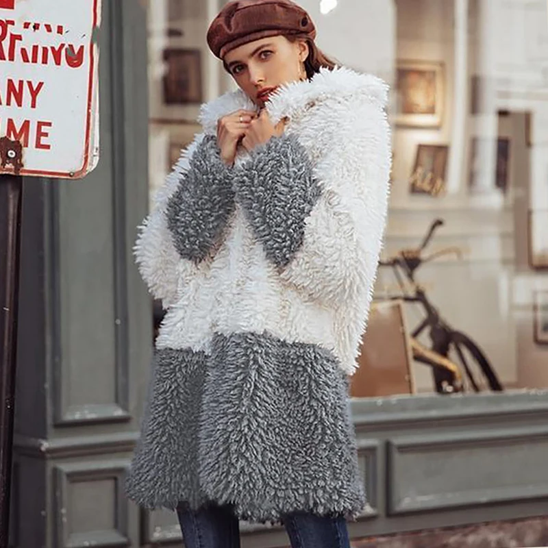 Женский длинный плюшевый кардиган Lossky теплая куртка с подкладкой на осень и