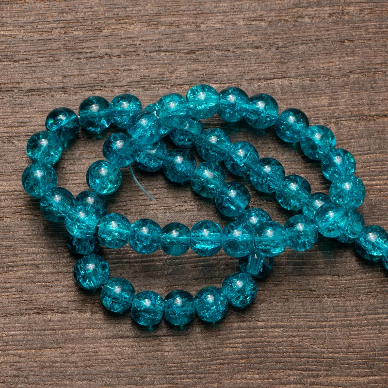 Оптовая продажа голубые треснувшие стеклянные бусины Шарм браслет круглые