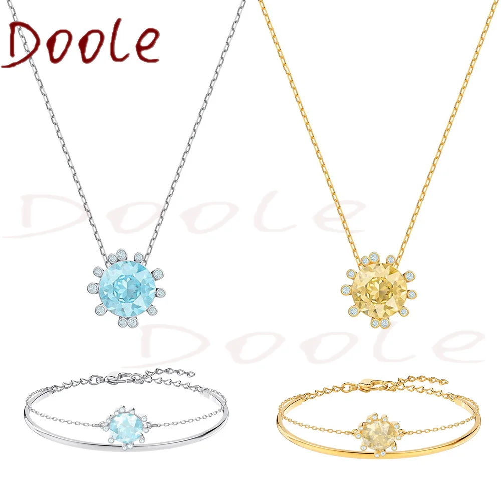 

Fashion Jewelry High Quality SWA 1:1 Charm OLIVE Yellow Blue Sunflower Crystal Necklace Ladies Memorial Jewelry Luxury Best Gift