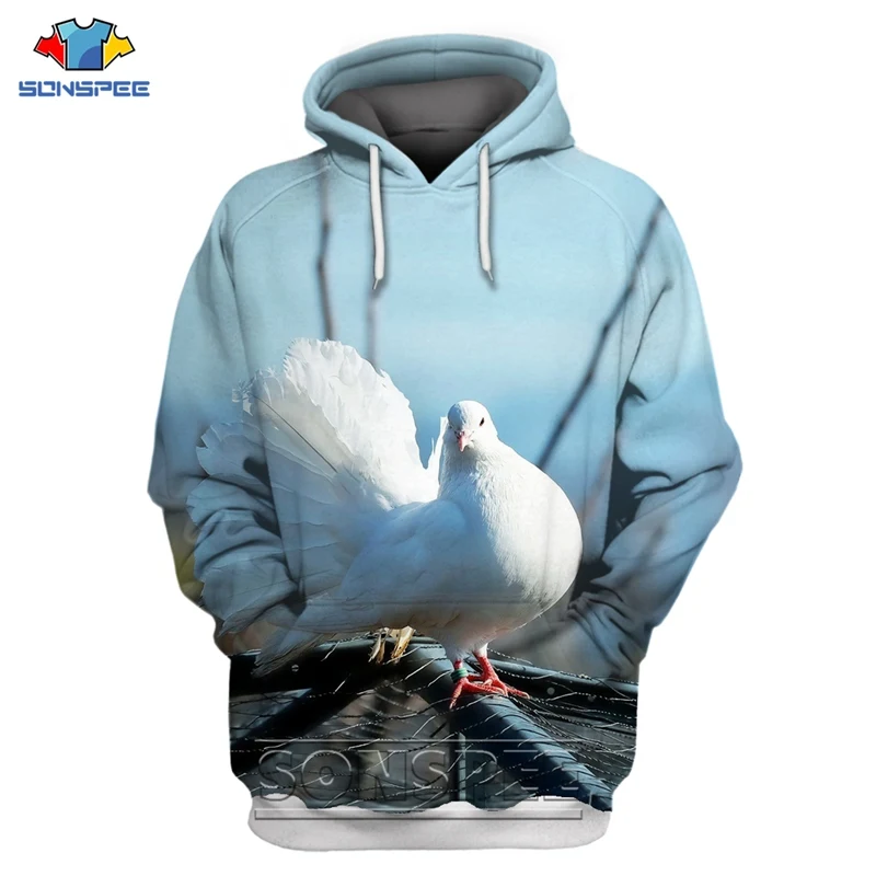 Мужская/Женская толстовка с капюшоном и 3D-принтом голубей