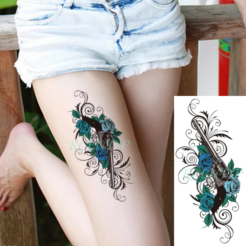 Водостойкая Временная тату-наклейка цветок маленький свежий персика