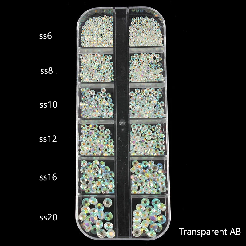1 коробка многоразмерные кристаллы AB 3D украшения для ногтей драгоценные камни