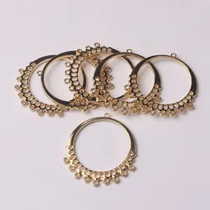 Золотые подвески из цинкового сплава, круглые подвески-соединители, Подвески для женских сережек, аксессуары