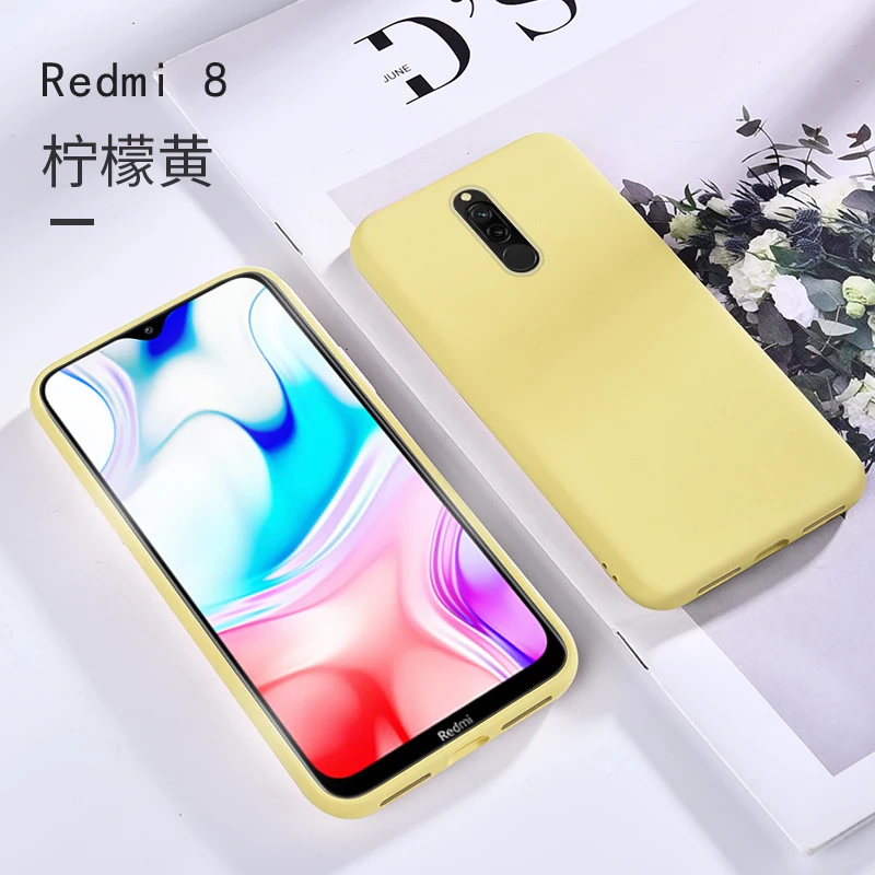 Yellow Жидкий силиконовый чехол для Redmi 8, 8A, чехол-бампер, противоударный чехол, мягкий ТПУ чехол для телефона, для Xiaomi Redmi 8, 8A, 8 a, чехол Global - Color: Yellow