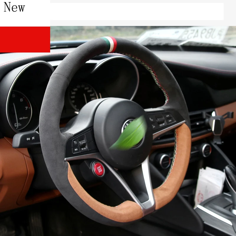 

For Jeep Cherokee Compass Renegade Wrangler Grand Cherokee Hand-Stitched Suede Car Steering Wheel Cover Set Car Accessories