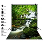 Виниловый фон Laeacco для фотосъемки с изображением весенних скал водопада и гор