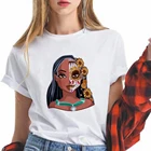 День мертвых череп принцесса Покахонтас мода челнока Дисней женские футболки Kawaii футболки с принтом женский стиль Харадзюку