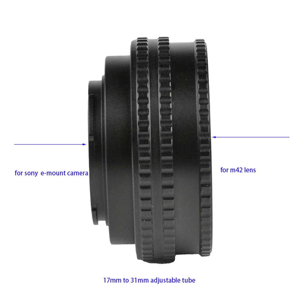 

Mount Adjustable Lens 17-31mm M42 Portable Quick Release Focusing Extension Helicoid Adapter Lightweight for Sony A7R3 A6300