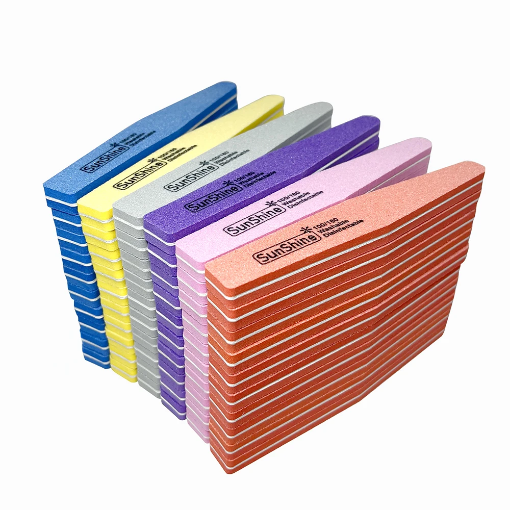 

50pcs/lot Colorful Sponge Sandpaper Nail Files for Manicure 100/180 Washable Nail Buffer Block Nail Art Tools Lime A Ongle