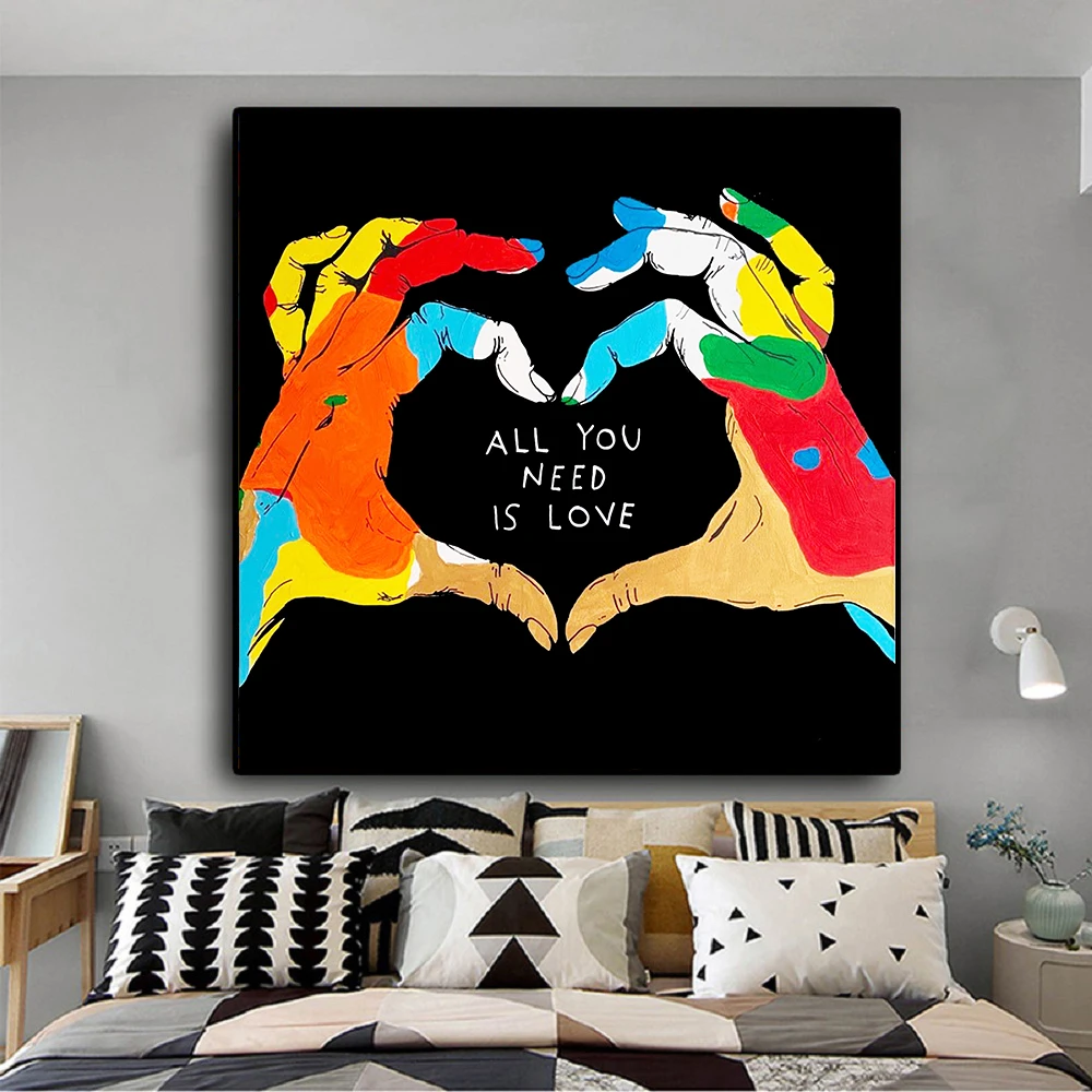 

Abstract Canvas Paintings All You Need Is Love Wall Art Prints Graffiti Finger Art Modern Art Wall Pictures For Living Room