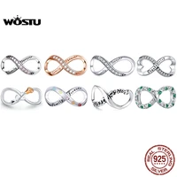 wostu 925 sterling silver forever family infinity love charms bead fit original bracelet pendant jewelry cqc1146