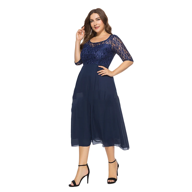 UDFSU женское кружевное вечернее платье с круглым вырезом винтажное в стиле