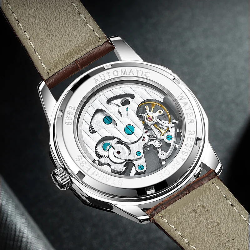 

AILANG authentic certified mechanical men's wrist mechanical watch strap waterproof brand-name fashion Leather strap men's watch