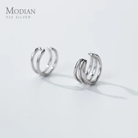 modian hight quality 925 sterling sliver asymmetry clips earring for women fashion simple earring fine jewelry dont pierced ears