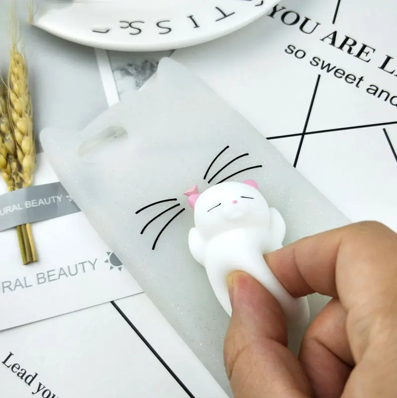 3D милый японский Блестящий бородатый чехол для iphone 6 6S 7 8 Plus X XR XS Max Squishy Cat