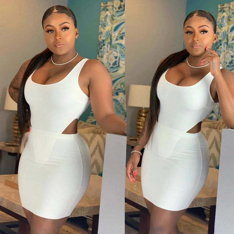Женское сексуальное летнее облегающее мини-платье без рукавов с открытой спиной