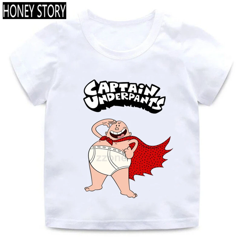 

Unisex Boys Girls Captain Underpants Cartoon Print T Shirt Kids Funny Casual Clothes Baby Summer Short Sleeve T-shirt 1606