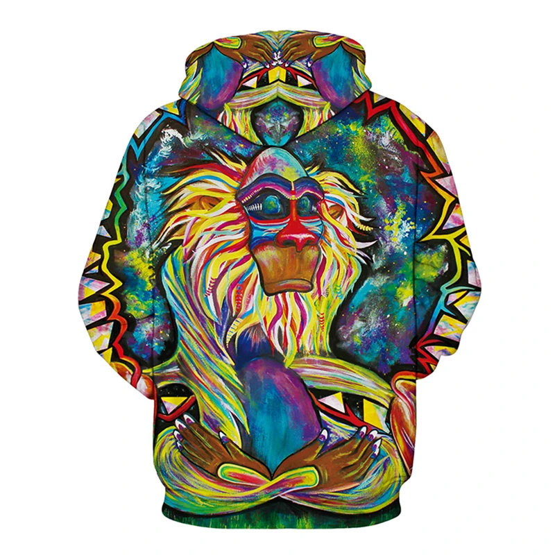 

Lyprerazy New Fashion hoodies Art Oil Spill Sweatshirt Monkey vibrant colors 3d Print Womens Mens Hoody