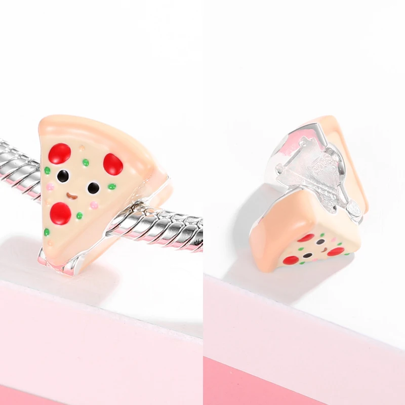 

Pandora Origianl Silver Charms Clip Bead 925 Sterling Silver Cute food avocado poached egg Enamel DIY Pendant Fit Women Bracelet