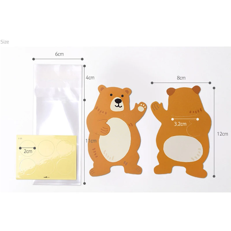 10 шт. милые Мультяшные карточки для леденцов с изображением медведя подарочная
