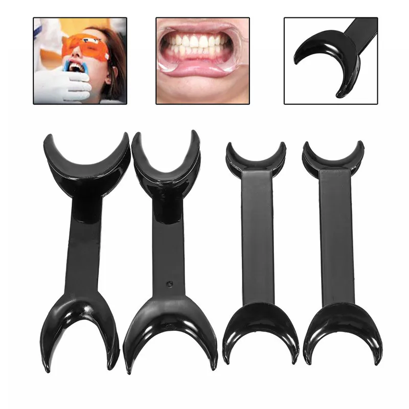 

4pcs/lot Dental Black Intraoral Cheek Lip Retractor Opener Tool Double Head Orthodontic Teeth Mouth Opener Size Small+Large