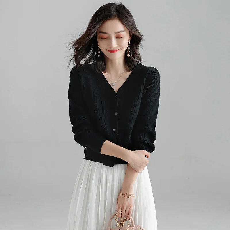 Женский осенне-зимний Кардиган с длинным рукавом вязаный Свободный кардиган