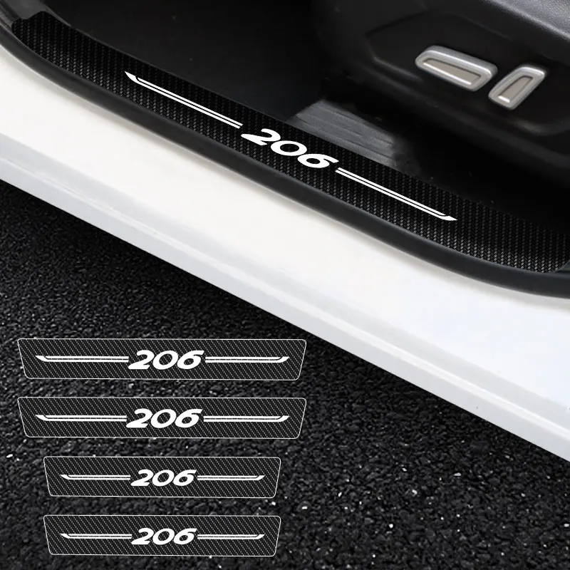 

Car Door Threshold Scuff Plate Carbon Fiber Sill Protector Stickers For Peugeot 206 2008-2020 2021 Auto Door Entry Pedal Guards
