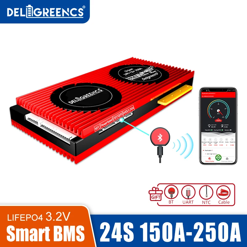 

Smart BMS 24S 150A 200A 250A 72V LiFePO4 BMS 3.2v rated battery pack bluetooth 485 can sofeware control EV Power storage