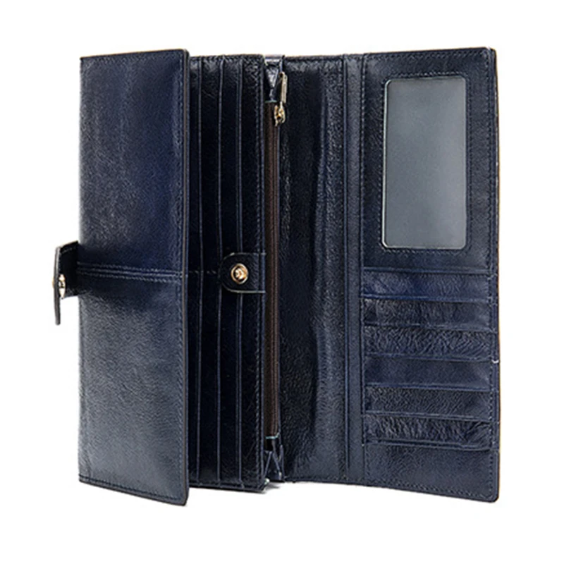 Модный женский длинный многофункциональный кошелек, большая вместительность, ручная Кожа, Воловья кожа, деловой держатель для карт, кошелек для монет