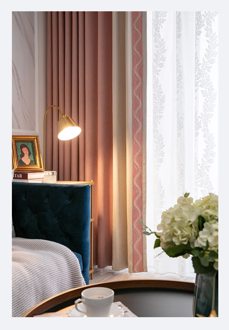 

TT Customized Curtain Bedroom Shading Chenille Modern Simple and Light Luxury Bay Window Size Can Consult Customer Service